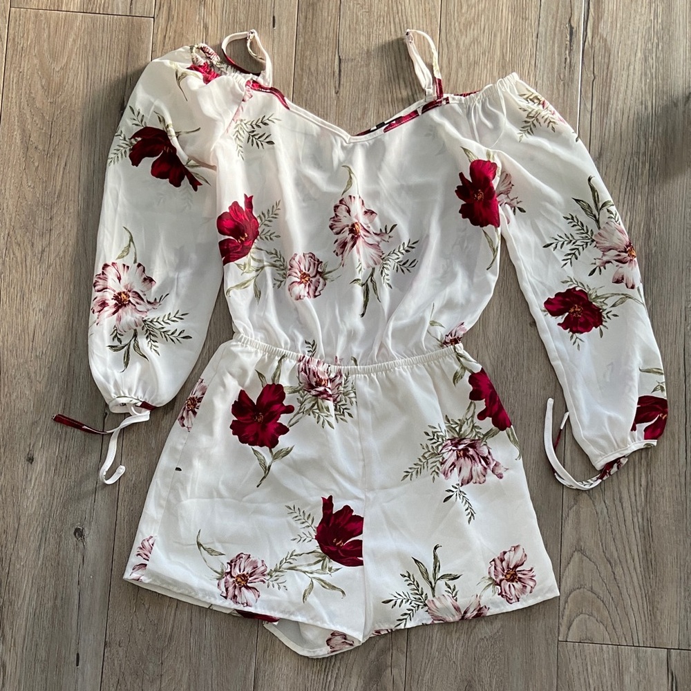 Dynamite White Floral Off-Shoulder Romper